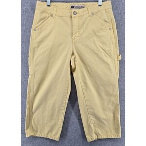 Vtg Y2K Faded Glory Women's Sz 6 Cropped Capri Pants Yellow Carpenter Utility